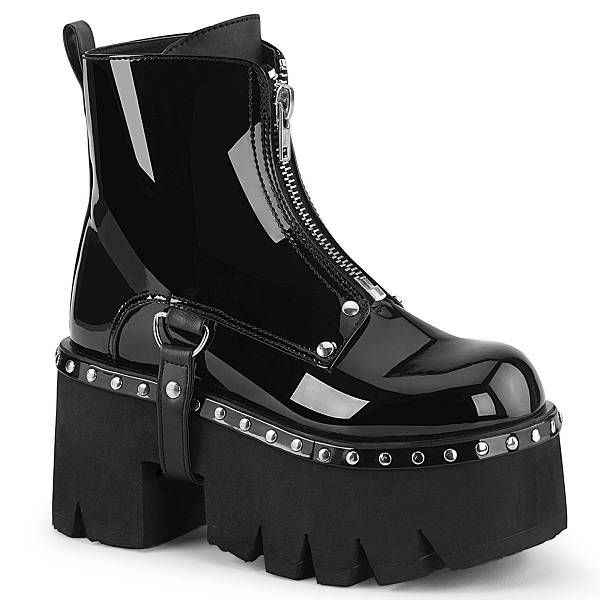 Demonia Women's Ashes-100 Platform Ankle Boots - Black Vegan Leather D7321-56US Clearance